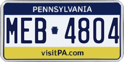 PA license plate MEB4804