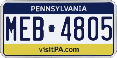 PA license plate MEB4805