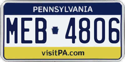 PA license plate MEB4806
