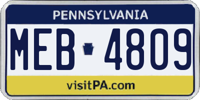 PA license plate MEB4809