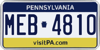 PA license plate MEB4810