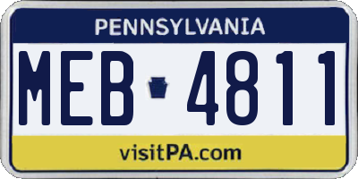 PA license plate MEB4811