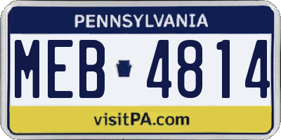 PA license plate MEB4814