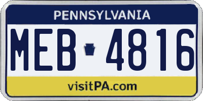 PA license plate MEB4816