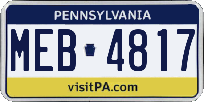 PA license plate MEB4817