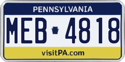 PA license plate MEB4818