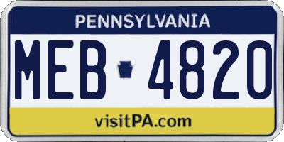 PA license plate MEB4820