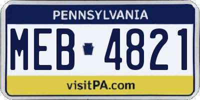 PA license plate MEB4821