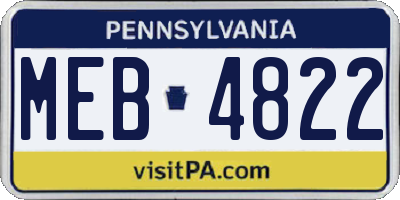 PA license plate MEB4822
