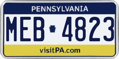 PA license plate MEB4823