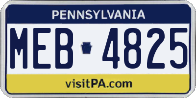PA license plate MEB4825