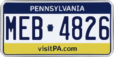 PA license plate MEB4826