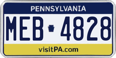 PA license plate MEB4828