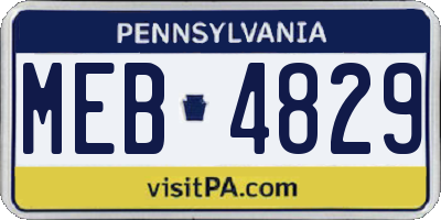 PA license plate MEB4829