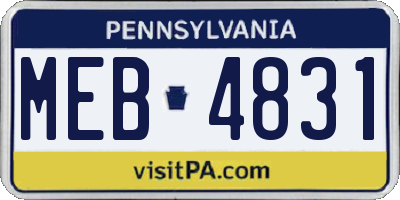 PA license plate MEB4831