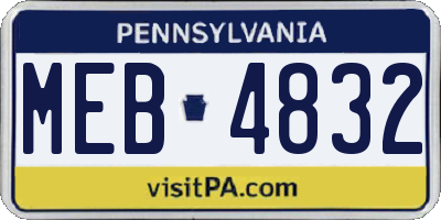 PA license plate MEB4832
