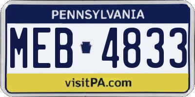 PA license plate MEB4833