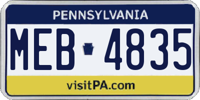 PA license plate MEB4835