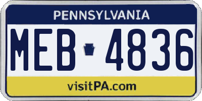 PA license plate MEB4836