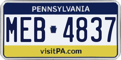 PA license plate MEB4837