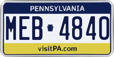 PA license plate MEB4840
