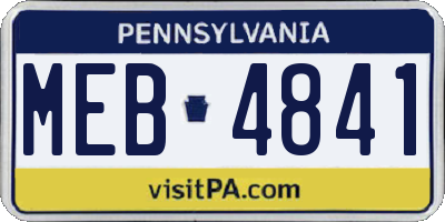 PA license plate MEB4841