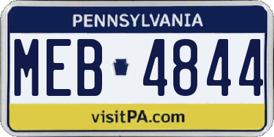 PA license plate MEB4844