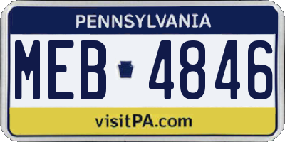 PA license plate MEB4846