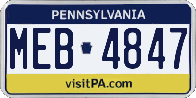 PA license plate MEB4847