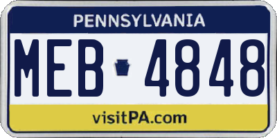 PA license plate MEB4848