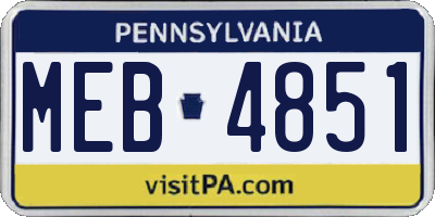 PA license plate MEB4851