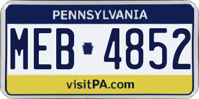 PA license plate MEB4852