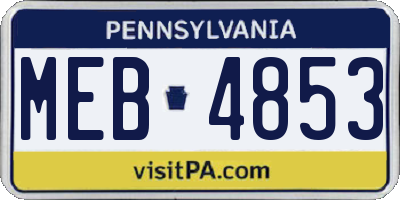 PA license plate MEB4853