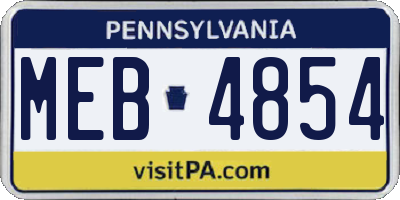 PA license plate MEB4854