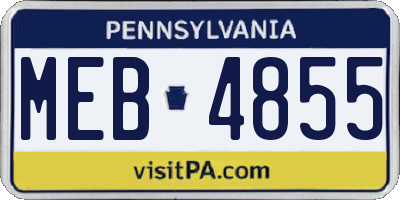 PA license plate MEB4855