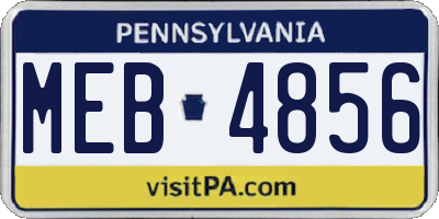 PA license plate MEB4856