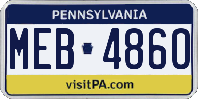 PA license plate MEB4860