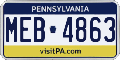 PA license plate MEB4863