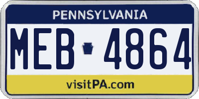 PA license plate MEB4864