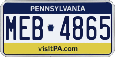 PA license plate MEB4865