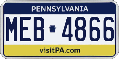 PA license plate MEB4866