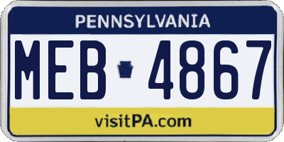 PA license plate MEB4867