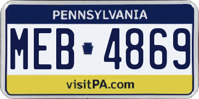 PA license plate MEB4869