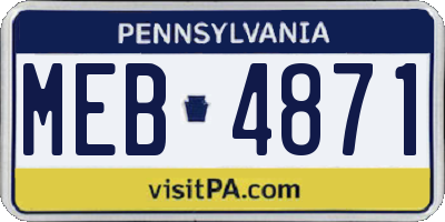 PA license plate MEB4871