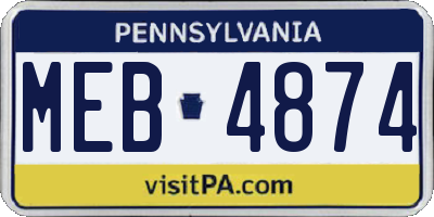 PA license plate MEB4874