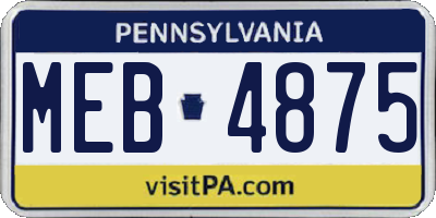 PA license plate MEB4875