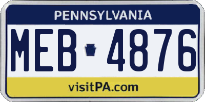 PA license plate MEB4876