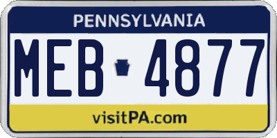 PA license plate MEB4877
