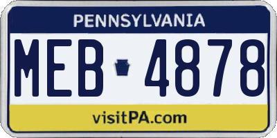 PA license plate MEB4878