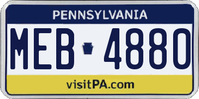 PA license plate MEB4880